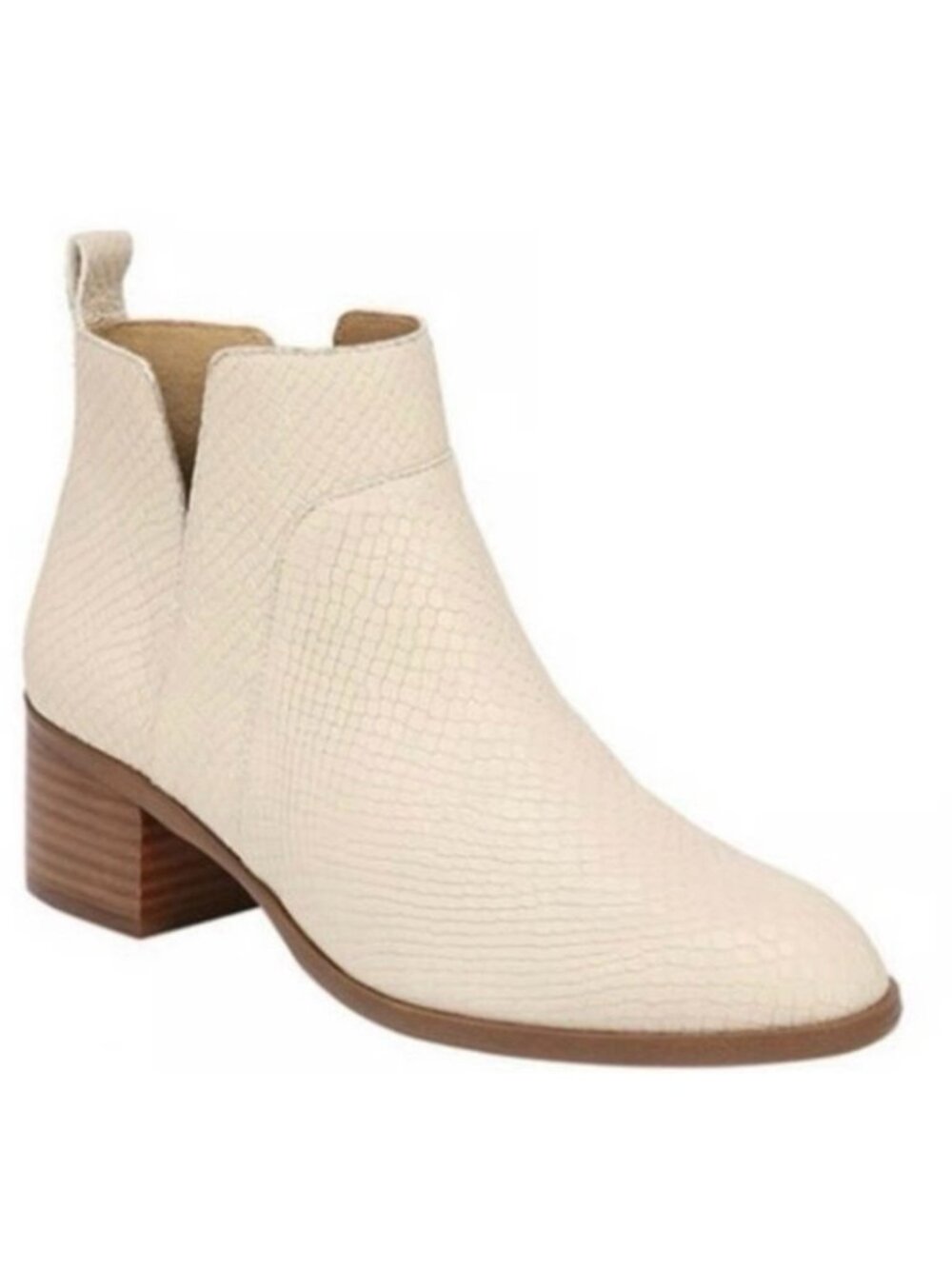 FRANCO SARTO Cream Richland Snakeskin Textured Almond Toe Ankle Boots Size 9.5M